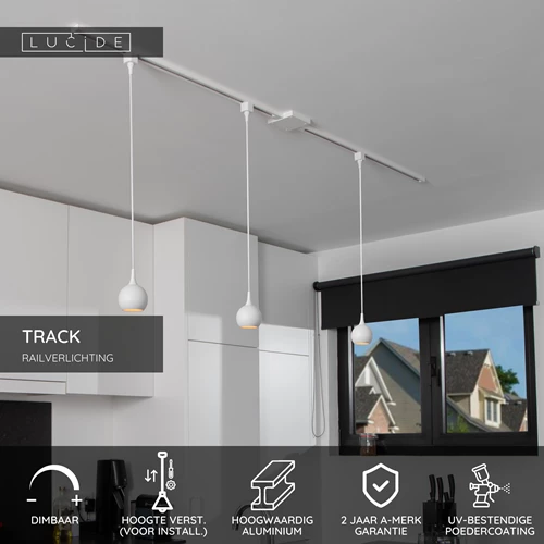 Lucide TRACK FAVORI Hanglamp - 1-fase Railsysteem / Railverlichting - 1xGU10 - Wit (Uitbreiding) - USP